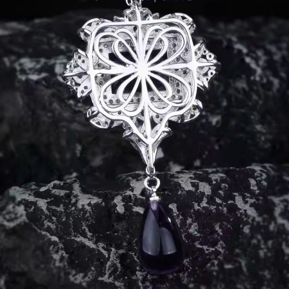 Purple Crystal Statement Necklace - Picture 6 of 6